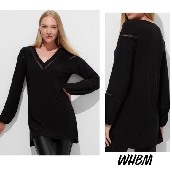 White House Black Market Tops - 🖤🖤SOLD 🖤🖤NWT White House Black Market Delicate Lace Trim Black Tunic